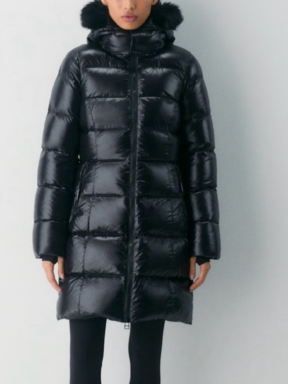 Aritzia Black Super Snug Puff Coat with Fur Hood